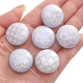 Pastel purple acrylic tulip and checkered round flat beads for DIY jewelry craft - 2 Pieces/Pack (Approx. 2mm Hole) / Blue - Round Disc / 25mm