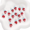 Set of 15 red Christmas glove charms with snowflake patterns for DIY jewelry making - Red and Blue Snowflake Glove Style (#07)