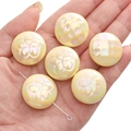 Iridescent cream yellow acrylic flower beads for handmade DIY jewelry and craft projects - 2 Pieces/Pack (Approx. 2mm Hole) / Egg Custard Yellow - Round Disc / 25mm