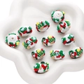 Cuentas de Navidad en acrílico blanco con patrones de árbol y estrellas pintados a mano - Dulce de guante (aprox. 6mm)