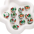 Set de cuentas navideñas de acrílico pintadas a mano con patrones de árboles y casas DIY - Árbol de Navidad (aprox. 16mm)