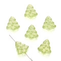 Cuentas de vidrio verde claro con forma de árbol de Navidad y purpurina para joyas DIY - 15x16mm (10 Piezas/Paquete) / Amarillo Verde con Purpurina