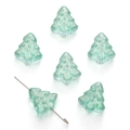 Cuentas DIY de 15x16mm de cristal verde claro en forma de árbol para collares y pulseras - 15x16mm (10 Piezas/Paquete) / Azul Verde con Purpurina