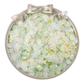 Mix of green and yellow sequin shapes including stars and hearts in a vintage metal tray - Green