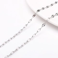 Chaîne à maillons trèfle en acier inoxydable argenté pour bijoux avec fini poli - Chaîne de décoration creuse trèfle à quatre feuilles (#03) / 1 Mètre/Paquet
