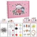 Roze hondenthema DIY sieradenset met kralen, hondenhangers en elastische draad - Kleurendoos / Dierenserie