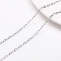 Chaîne à maillons ovales plats en argent avec gravure rayonnante pour bijoux DIY - Chaîne ovale plate gravée rayons (#05) / 1 Mètre/Paquet