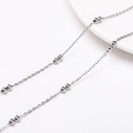 Fine chaîne en acier inoxydable argenté avec détails de petites perles minimalistes - Fine chaîne à décoration de petites perles par paires (#09) / 1 Mètre/Paquet