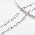 Chaîne à maillons ovales en acier inoxydable argenté texturé pour la création de bijoux - Chaîne à longs maillons ovales gaufrés texturés (#16) / 1 Mètre/Paquet