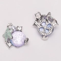 Lavender pearl starfish pendant with silver base and rhinestone for DIY jewelry making - Starfish Shell Small (White K)