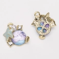 Enamel sea star and shell alloy pendant in lavender purple and blue for DIY jewelry - Starfish Shell Small (Gold)