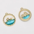 Delfin-Anhänger aus Legierung und Glas in Blau und Gold für DIY Schmuckherstellung - Wal Blau (Gold)