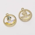 Goldener Legierungsanhänger Tropenfisch mit schillerndem Glas für DIY-Schmuck - Kleiner Fisch Lila (Gold)