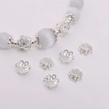 Hollow flower alloy bead caps in bright silver finish for DIY jewelry crafting - #02 Design (8mm) / Silver