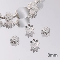 8mm silver flower bead caps for DIY jewelry making with intricate carved leaf textures - 8mm / Style #03 / 50 Pieces