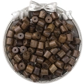 Dark brown natural wood beads with visible grain for DIY jewelry bracelets and necklaces - Wenge Barrel Beads / 20 Pieces/Pack (8mm) / Dark Brown Textured