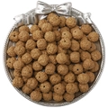 Natural dark brown Rudraksha beads with textured surface in a silver jewelry tray - Rudraksha Seeds / 5 Pieces/Pack (10mm) / Dark Brown