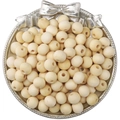 Natural wooden beads for DIY jewelry making in a vintage silver decorative tray - Milkwood Round Beads / 20 Pieces/Pack (10mm) / Natural Wood Color
