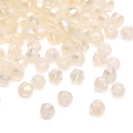 Translucent white Bicone crystal beads with AB iridescent coating for DIY jewelry - 10g/Pack (Approx. 135 Pieces) / Beige