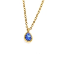 Collier de luxe doré avec pendentif en zircon bleu poire sur une chaîne délicate - Or Bleu