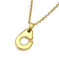 Minimalist gold handcuff necklace with a polished letter C pendant on a white background - Gold