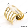 Retro 18k gold plated cat-eye stone multi-layered stainless steel ring for women - Adjustable Open Size / Gold White Cat Eye Stone