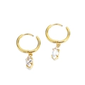 Créoles minimalistes en acier titane plaqué or 18k avec zircon pendentif taille marquise - Or