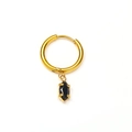 Détail des boucles d'oreilles dorées 18 carats avec pendentif zircon noir ovale - Or avec Strass Noir