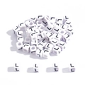 6mm white acrylic square letter L beads for DIY handmade jewelry and bracelet making - Letter L