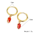 Boucles d'oreilles créoles dorées en acier titane avec zircon rouge de 23mm - Or Pierre Rouge