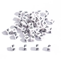 6x6mm white acrylic cube letter beads with black letter F for DIY jewelry making - Letter F