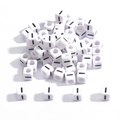 White square acrylic letter beads with black line patterns for DIY jewelry making - Letter I