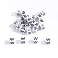 White cube 6mm acrylic alphabet beads with black letter W for DIY jewelry making - Letter W
