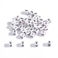 6mm white acrylic square bead with black letter X for DIY jewelry making - Letter X