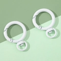 Par de hebillas de resorte redondas de aleación blanco mate con anillo giratorio de 360 grados - 27x39mm / Blanco