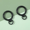 Zwei mattschwarze runde Federringe mit 360-Grad-Wirbel für DIY-Schlüsselanhänger - 27x39mm / Schwarz