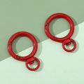 Zwei rote runde Legierung Federringe mit 360-Grad-Wirbel für Schlüsselanhänger - 27x39mm / Rot