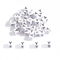 White acrylic 6mm square bead with black letter Y for DIY jewelry and custom necklaces - Letter Y