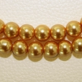 Double rangée de perles de verre dorées sur un fond de cuir texturé de couleur crème - 4mm (100 pcs/Paquet) / Brun Clair