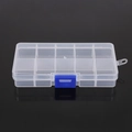 Transparent 10-compartment plastic jewelry storage box with blue snap closure - 12.8*6.5*2.2cm / White with Blue Clasp