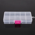 Transparent 10-compartment plastic jewelry organizer box with a bright pink snap buckle - 12.8*6.5*2.2cm / White with Pink Buckle