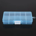 Light blue 10-compartment clear plastic organizer box for jewelry and small parts - 12.8*6.5*2.2cm / Blue with White Buckle