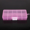 Pink 10-compartment plastic jewelry organizer box with adjustable dividers and white latch - 12.8*6.5*2.2cm / Pink with White Buckle