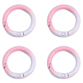 Close-up of four pink and white gradient alloy round spring buckles for DIY keychains - Diameter About 25 (FKY066) / Pink Series