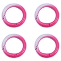 Detail view of four gradient purple alloy spring ring hooks for DIY keychain accessories - Diameter About 25 (FKY066) / Rose Red Series