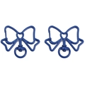 Paire de fermoirs mousquetons nœud papillon bleu foncé en alliage pour porte-clés DIY - 39x33mm 2 Pièces/Paquet / Bleu saphir