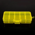 Translucent bright yellow 10-compartment plastic jewelry organizer box with latch - 12.8*6.5*2.2cm / Yellow