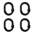 Set of four matte black oval spring hooks with heart design for DIY keychains - Approx 21x28mm (1 Piece) / Black