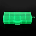 Translucent neon green 10-compartment plastic jewelry organizer box with secure latch - 12.8*6.5*2.2cm / Green
