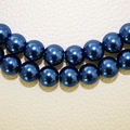 Glänzende tiefblaue Glasperlen mit Metall-Finish für DIY-Schmuckherstellung - 6mm (1,4mm Loch) / Dunkelblau